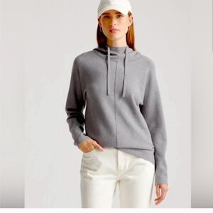 Quince Eco-Knit Milano Stitch Pullover Sweater Hoodie Heather Grey .